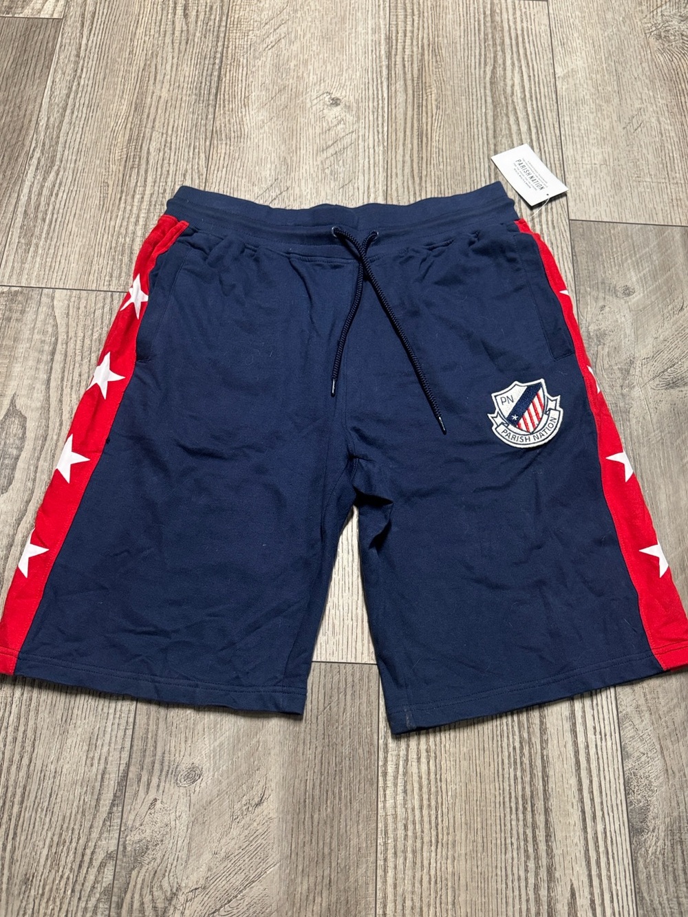 Parish Nation Stars Navy Blue Red Athletic Sports Basketball Short L USA NWT